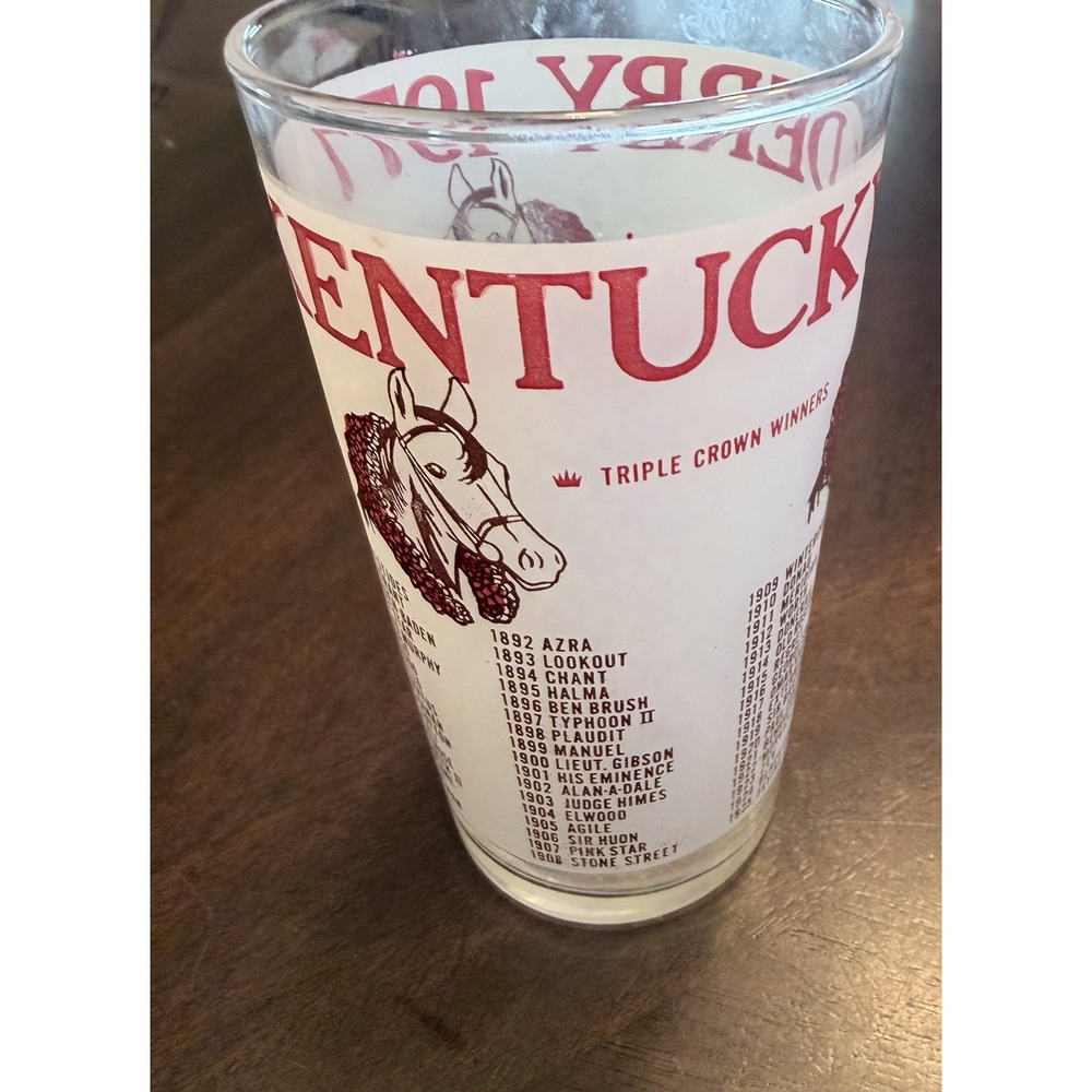 Vintage 1977 Kentucky Derby Bar Glass Triple Crown Winner